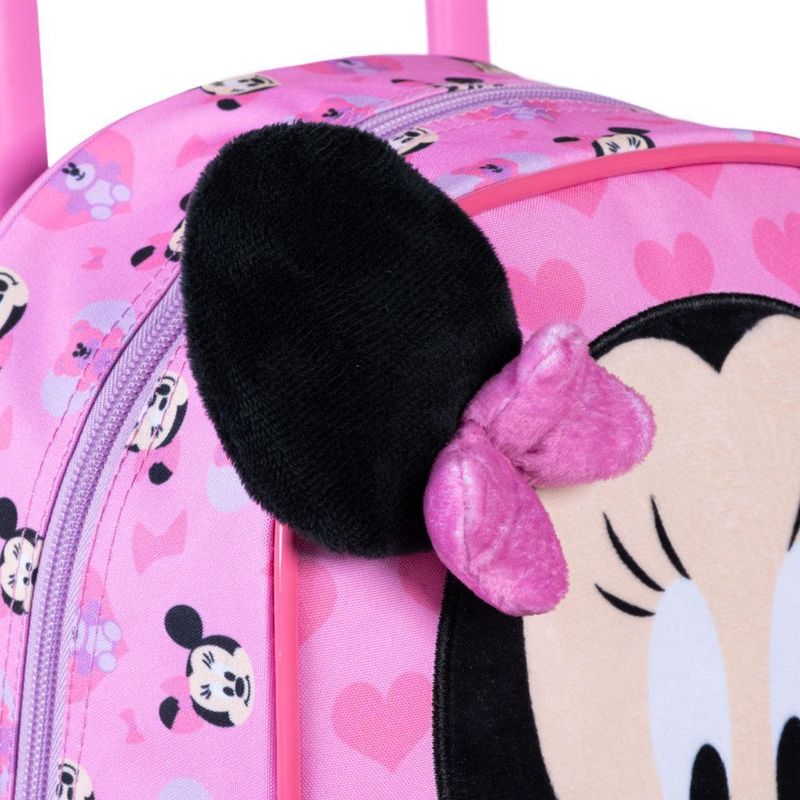 Mochila escolar feminina com rodinhas minnie baby rosa