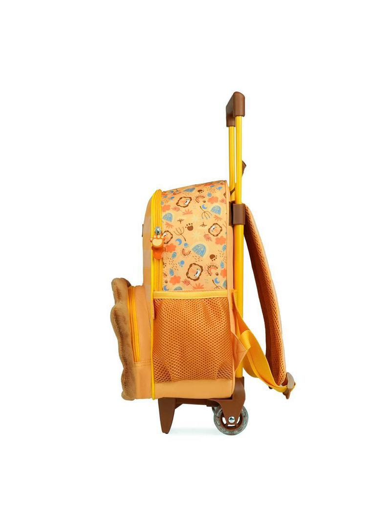 Mochila infantil de rodinhas pets leão baby laranja