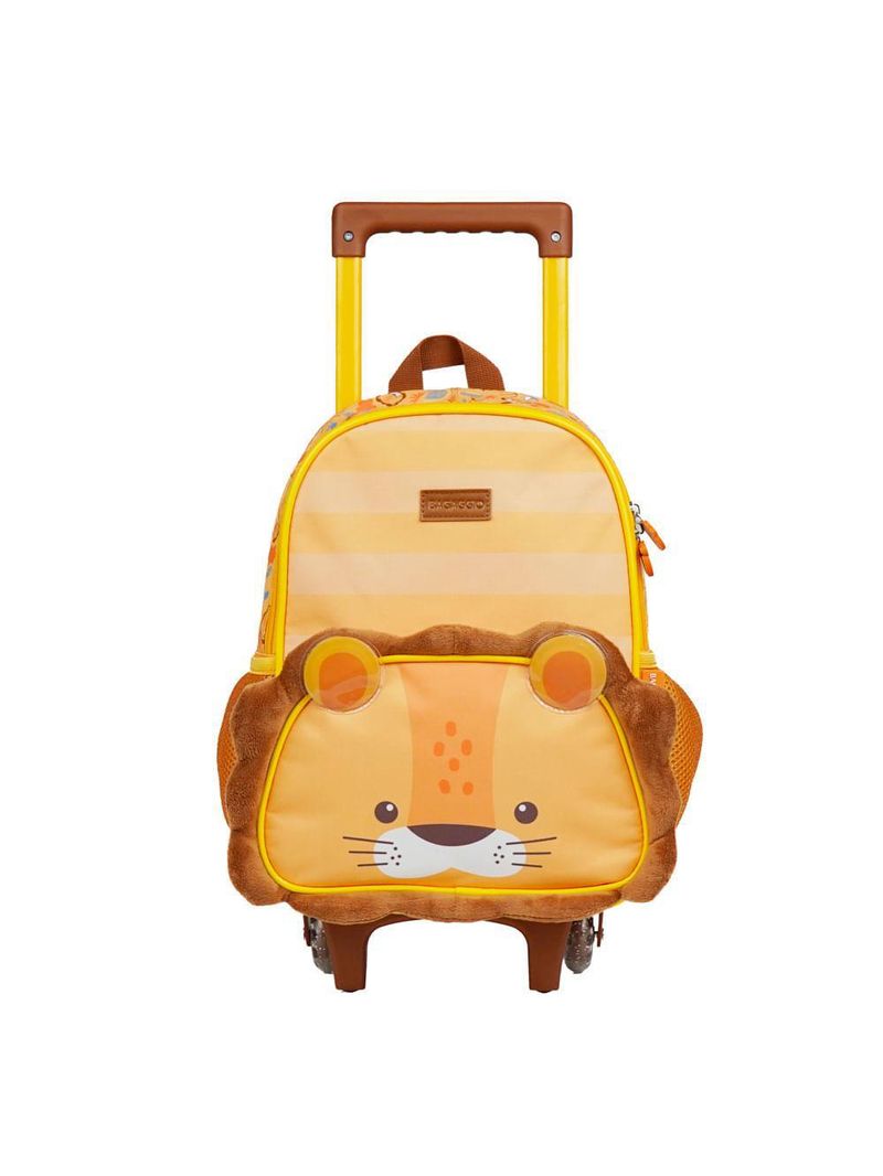 Mochila infantil de rodinhas pets leão baby laranja