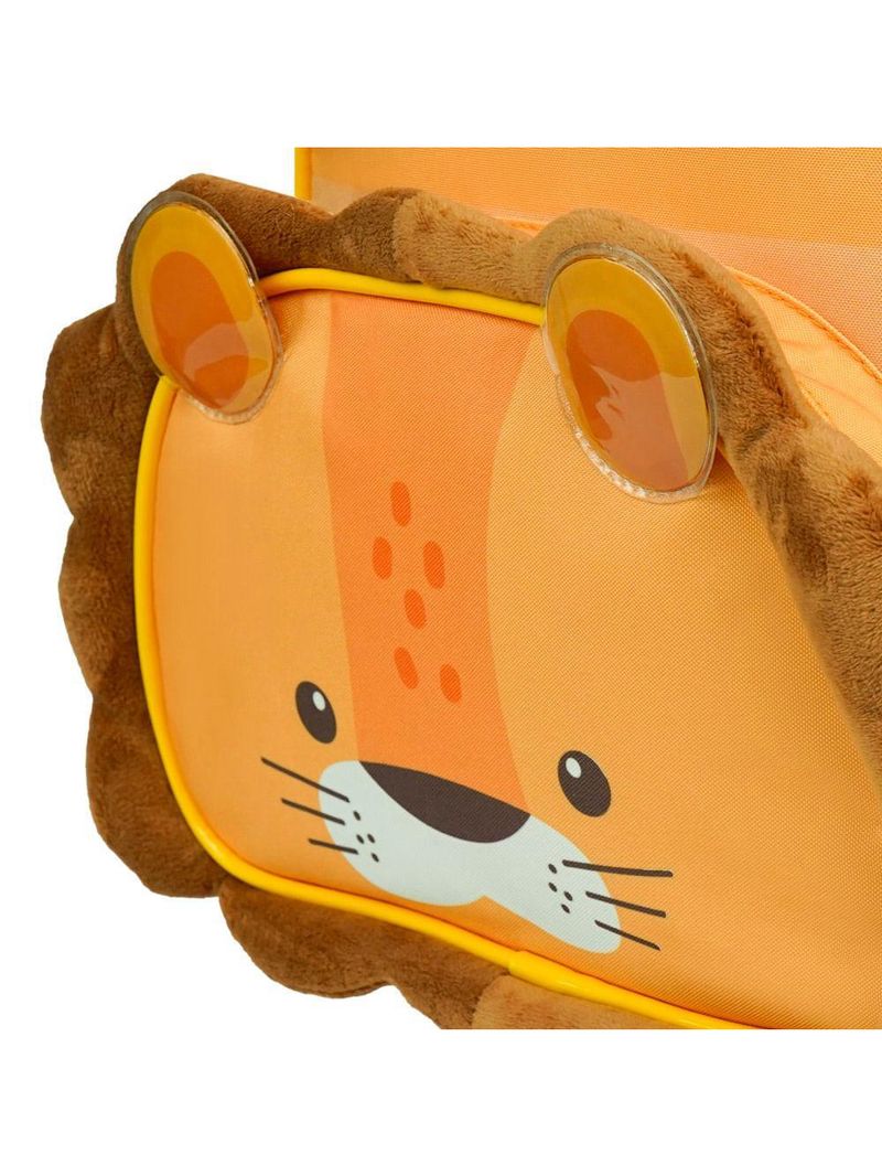 Mochila infantil de rodinhas pets leão baby laranja