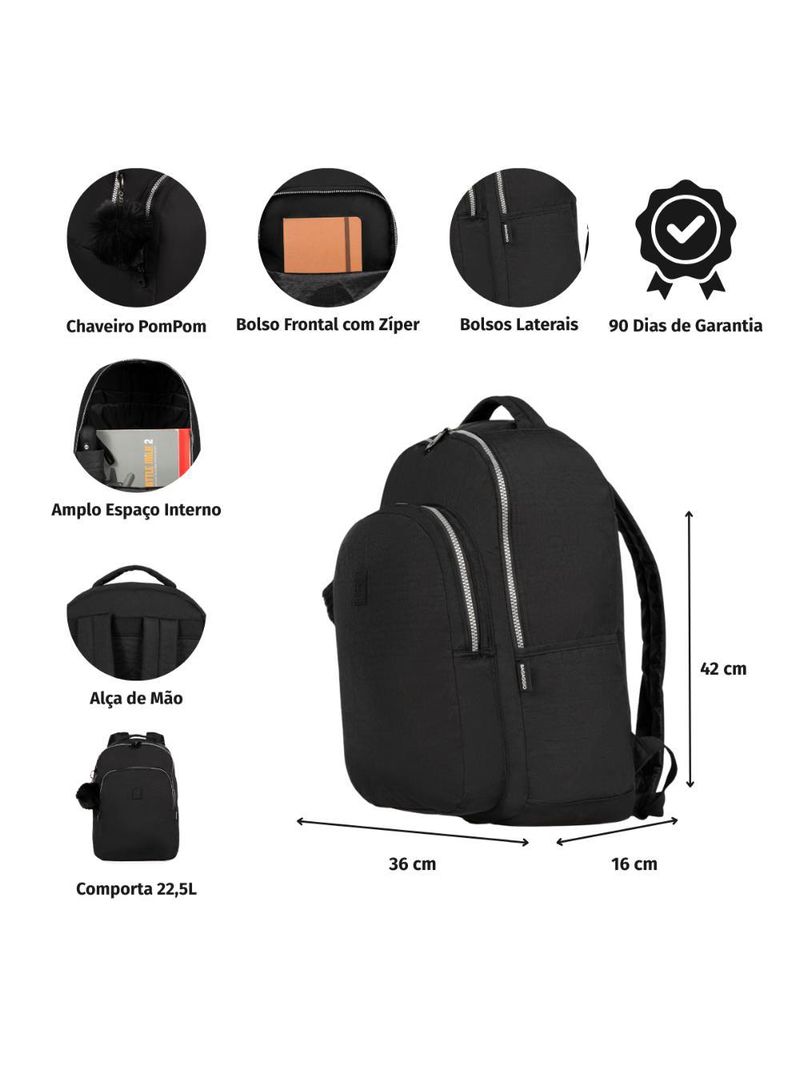 Mochila feminina pop fun preta