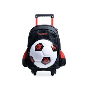 Mochila de rodinha infantil masculina flamengo oficial bola de futebol