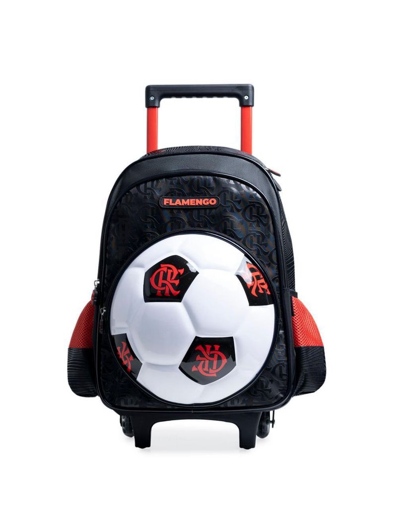 Mochila de rodinha infantil masculina flamengo oficial bola de futebol