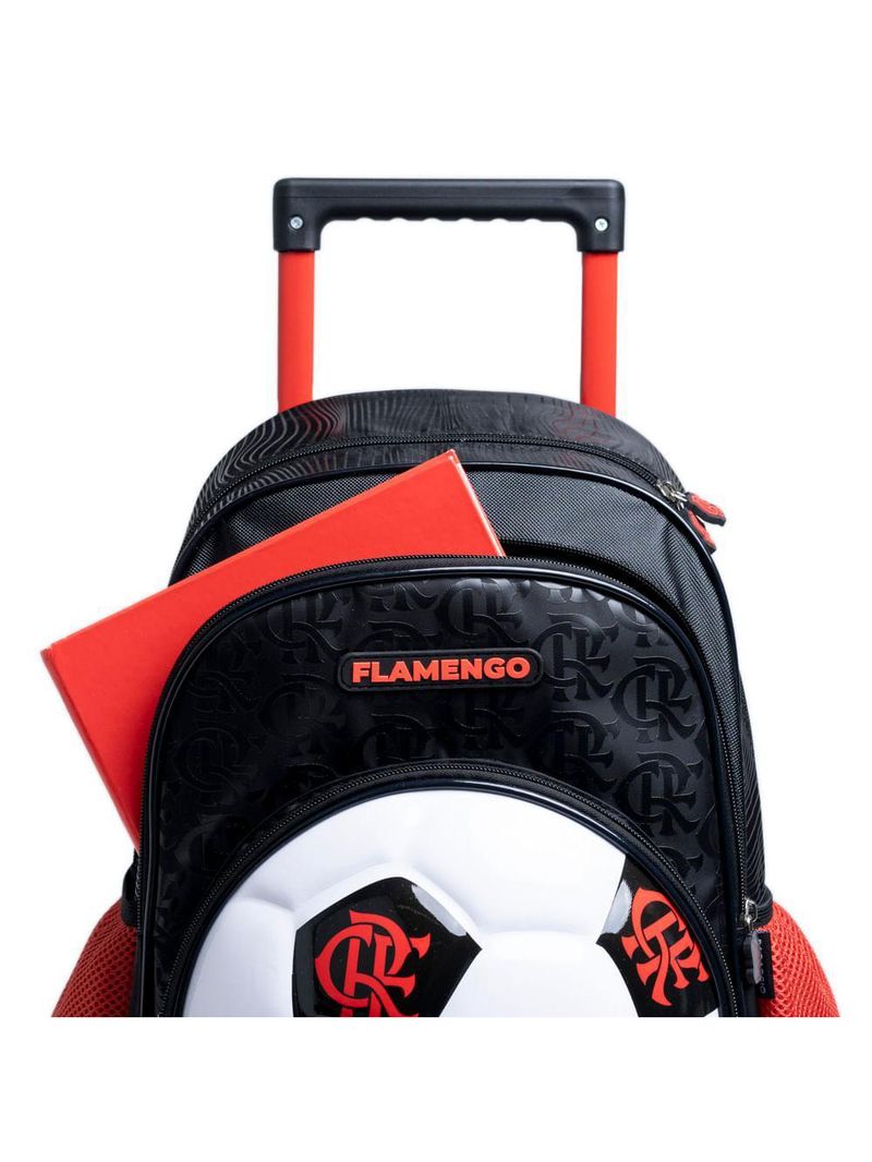 Mochila de rodinha infantil masculina flamengo oficial bola de futebol