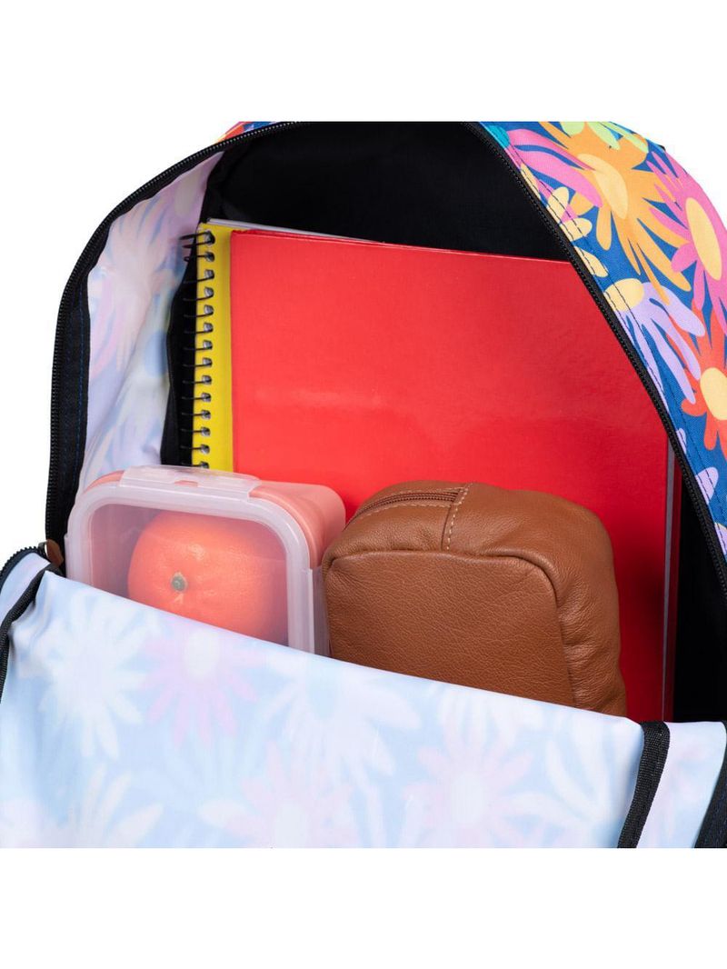 Mochila escolar feminina floral verde claro