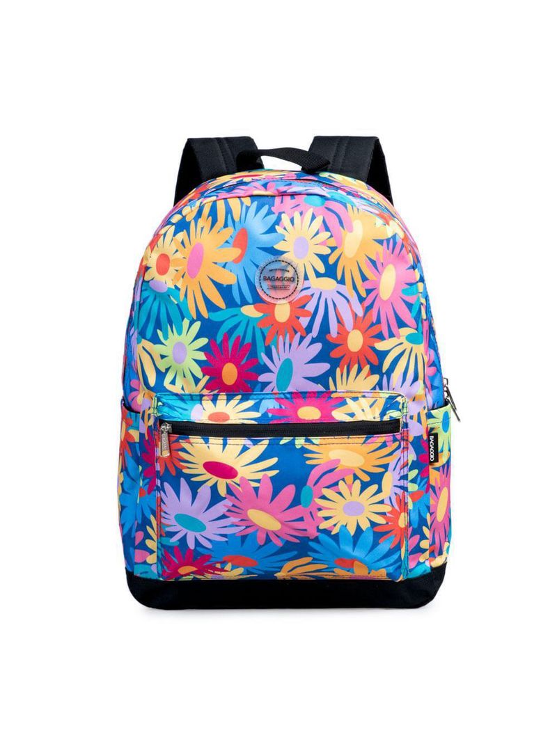 Mochila escolar feminina floral verde claro