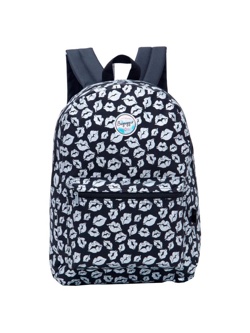 Mochila feminina silver kisses preta