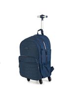 Mochila escolar juvenil feminina com 4 rodinhas crinkle glitter azul escuro