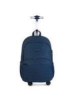 Mochila escolar juvenil feminina com 4 rodinhas crinkle glitter azul escuro