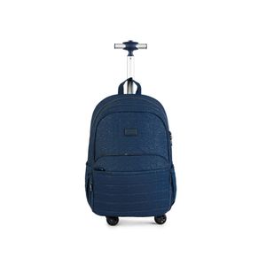 Mochila escolar juvenil feminina com 4 rodinhas crinkle glitter azul escuro