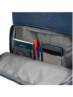 Mochila escolar juvenil feminina com 4 rodinhas crinkle glitter azul escuro