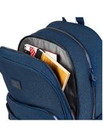 Mochila escolar juvenil feminina com 4 rodinhas crinkle glitter azul escuro