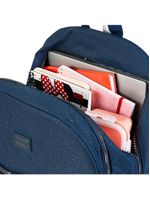 Mochila escolar juvenil feminina com 4 rodinhas crinkle glitter azul escuro