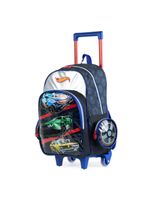 Mochila escolar infantil rodinhas hot wheels preta
