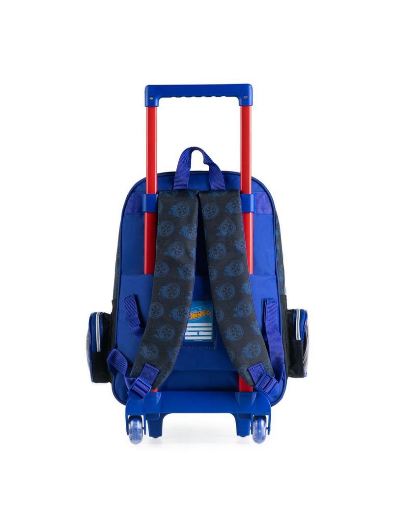 Mochila escolar infantil rodinhas hot wheels preta
