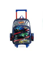 Mochila escolar infantil rodinhas hot wheels preta