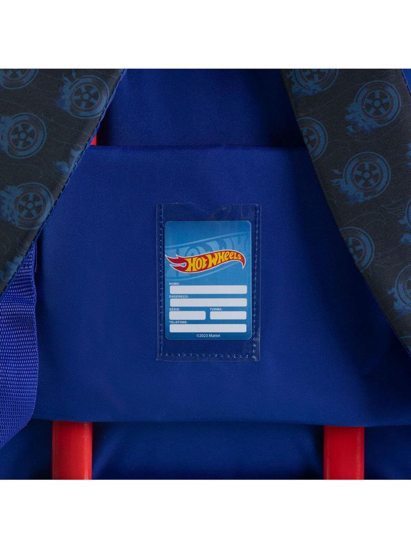 Mochila escolar infantil rodinhas hot wheels preta