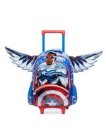 Mochila de rodinha infantil masculina capitão américa com asas removíveis