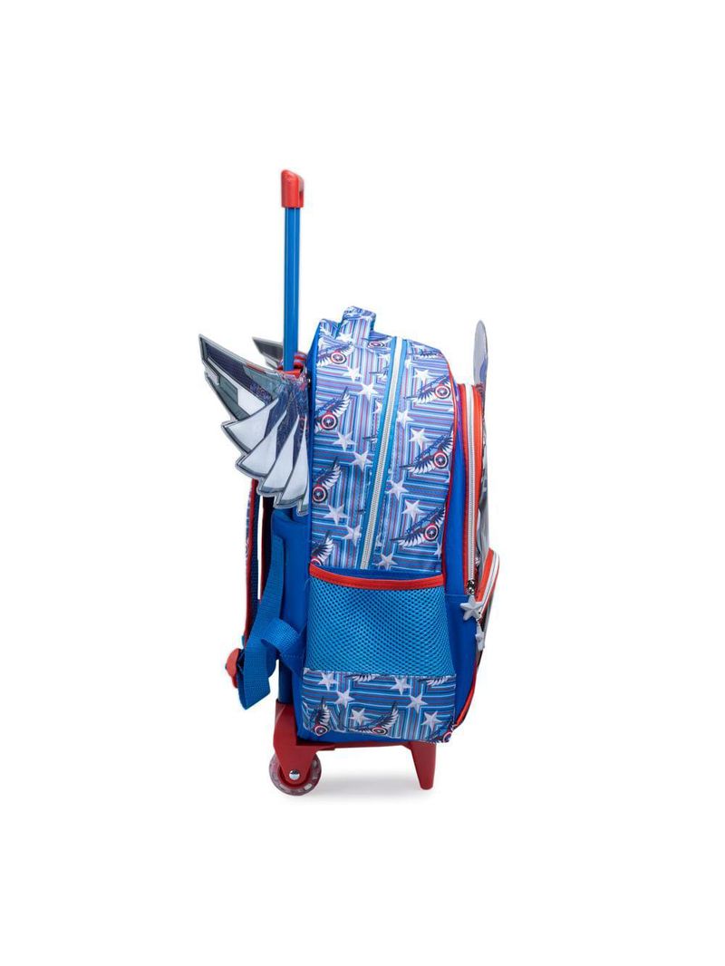 Mochila de rodinha infantil masculina capitão américa com asas removíveis