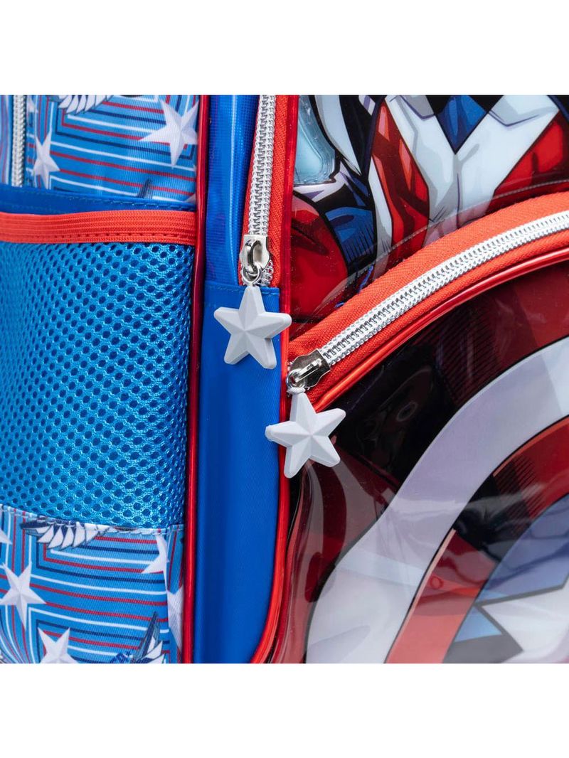 Mochila de rodinha infantil masculina capitão américa com asas removíveis