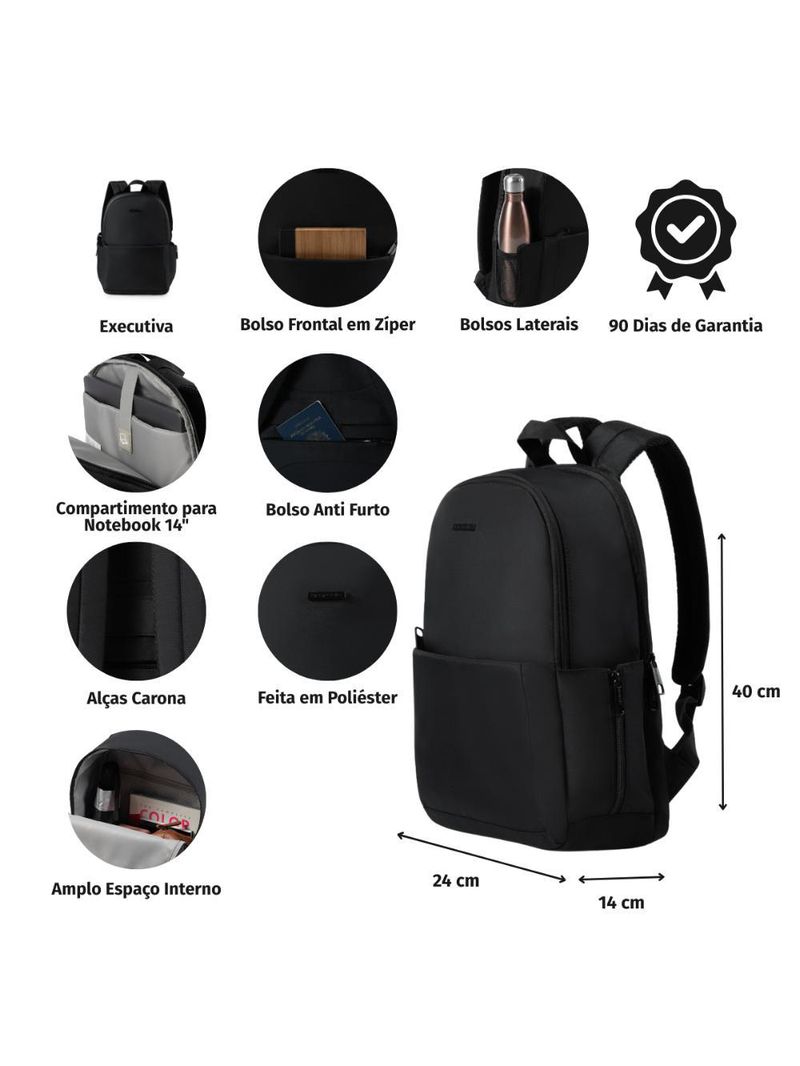 Mochila feminina executiva para notebook versatille marrom