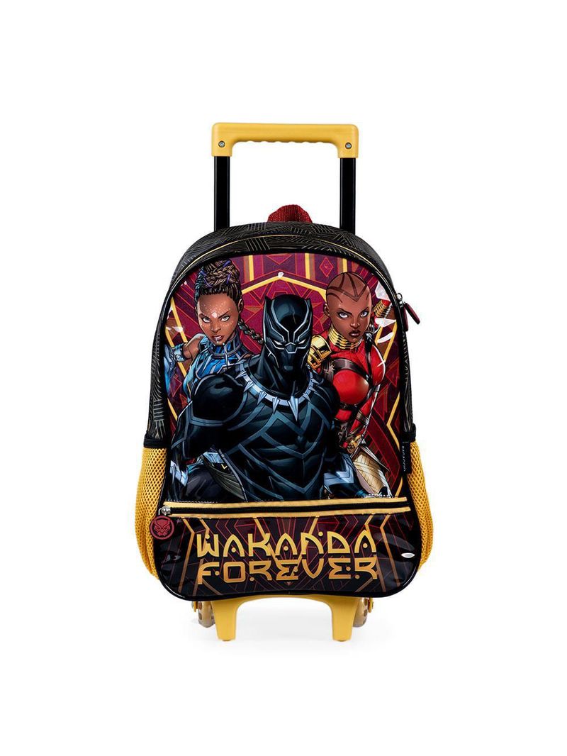 Mochila escolar masculina de rodinhas pantera negra