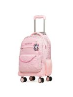 Mochila de 4 rodinhas feminina stitch & angel rosa claro