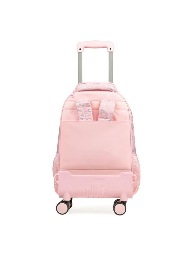 Mochila de 4 rodinhas feminina stitch & angel rosa claro