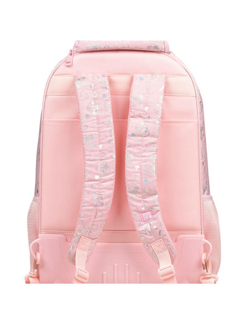 Mochila de 4 rodinhas feminina stitch & angel rosa claro