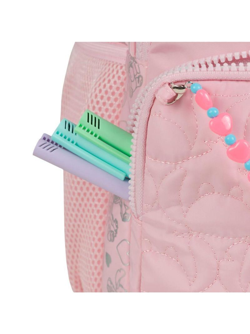 Mochila de 4 rodinhas feminina stitch & angel rosa claro