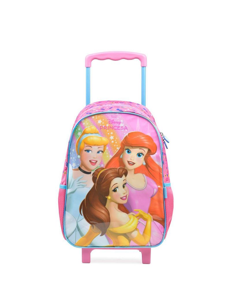 Mochila de rodinha infantil feminina princesas rosa