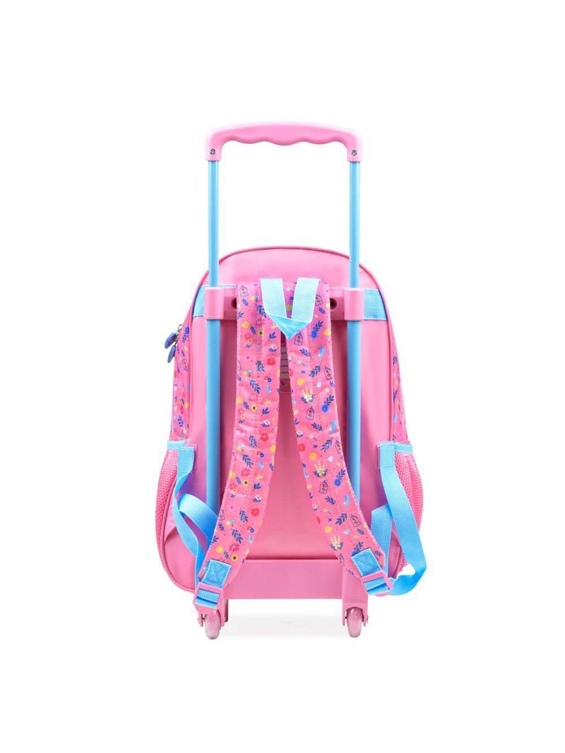 Mochila de rodinha infantil feminina princesas rosa