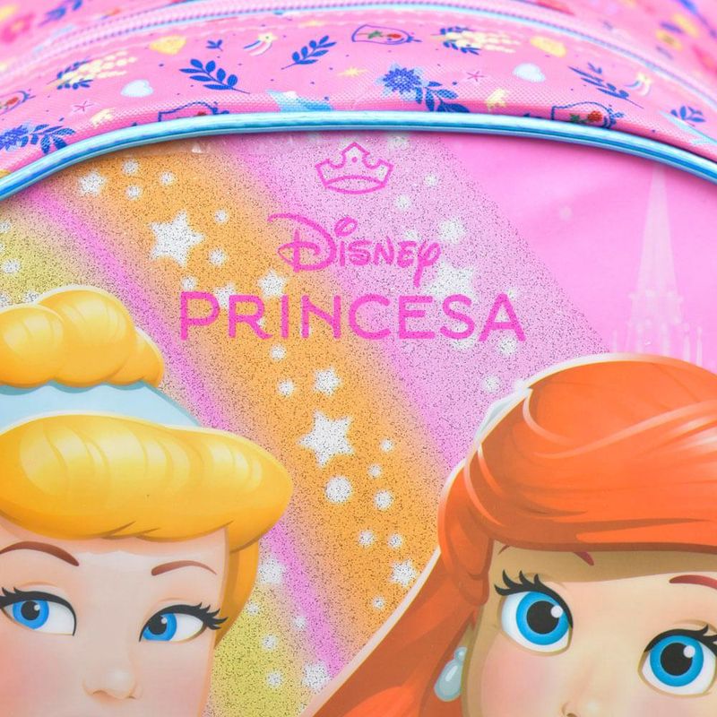 Mochila de rodinha infantil feminina princesas rosa