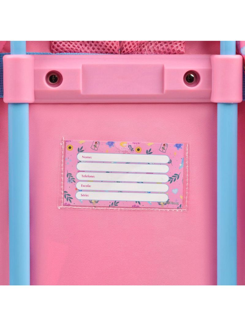 Mochila de rodinha infantil feminina princesas rosa