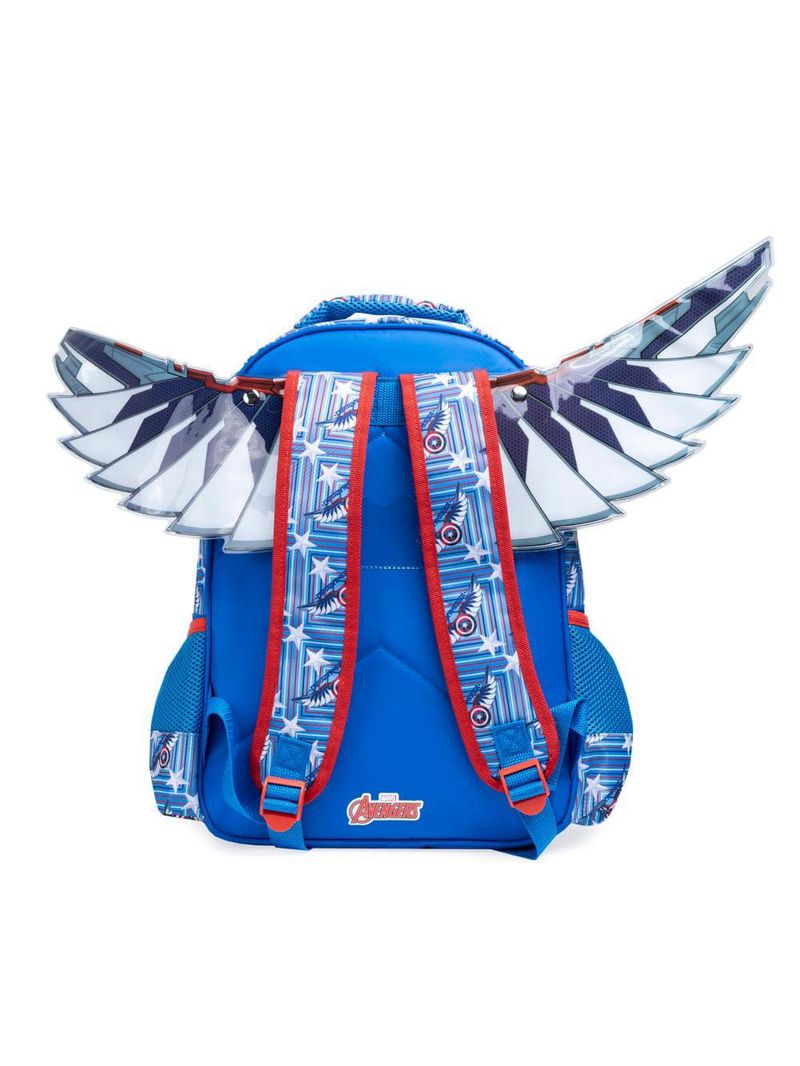 Mochila escolar masculina infantil capitão américa com asas removíveis