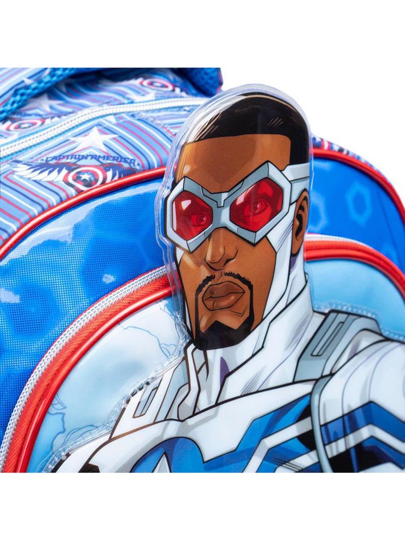 Mochila escolar masculina infantil capitão américa com asas removíveis