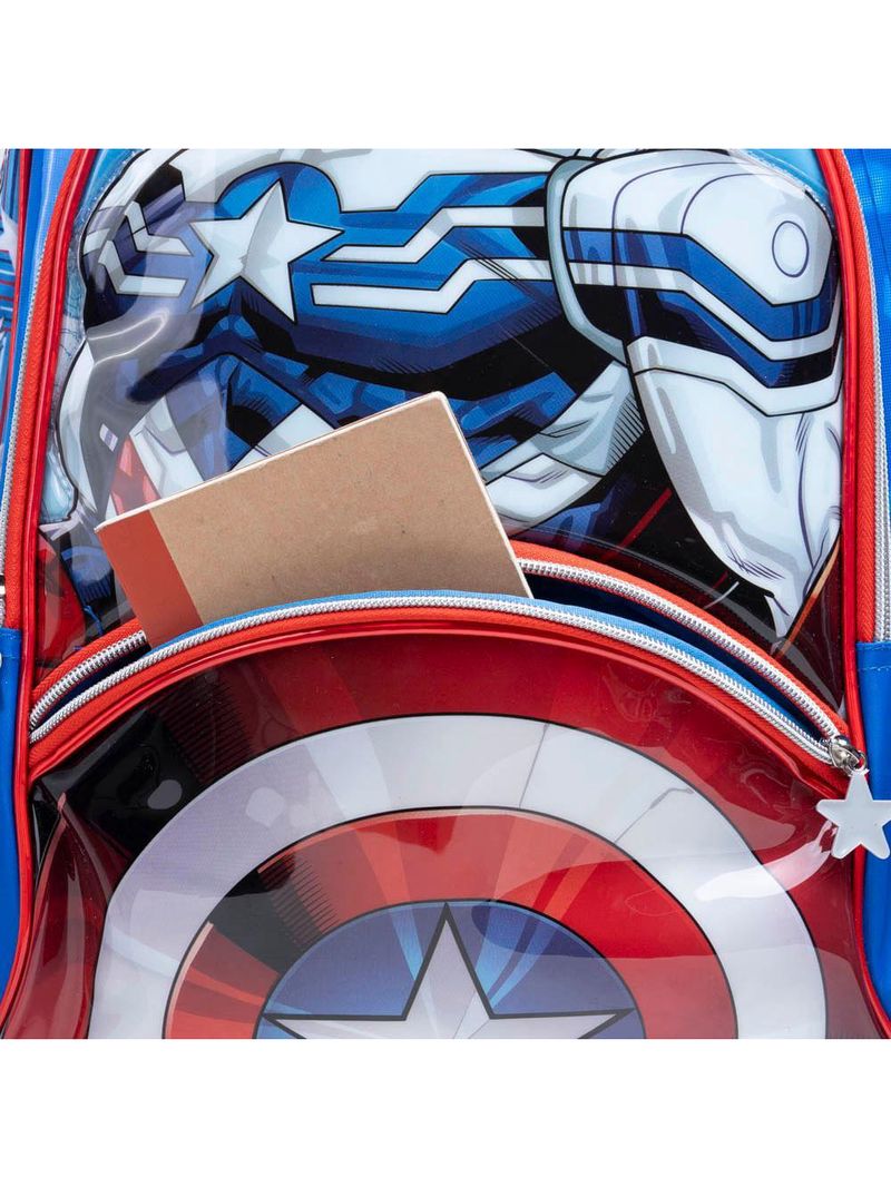 Mochila escolar masculina infantil capitão américa com asas removíveis