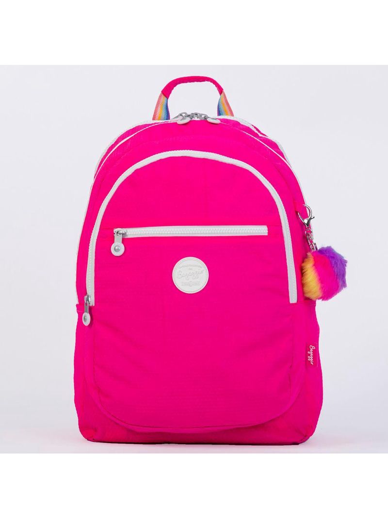 Mochila feminina colmeia neon rosa