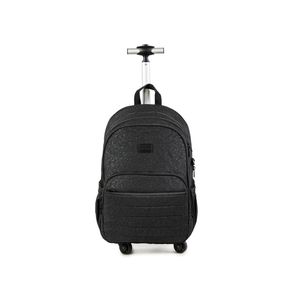 Mochila escolar juvenil com 4 rodinhas crinkle glitter preta