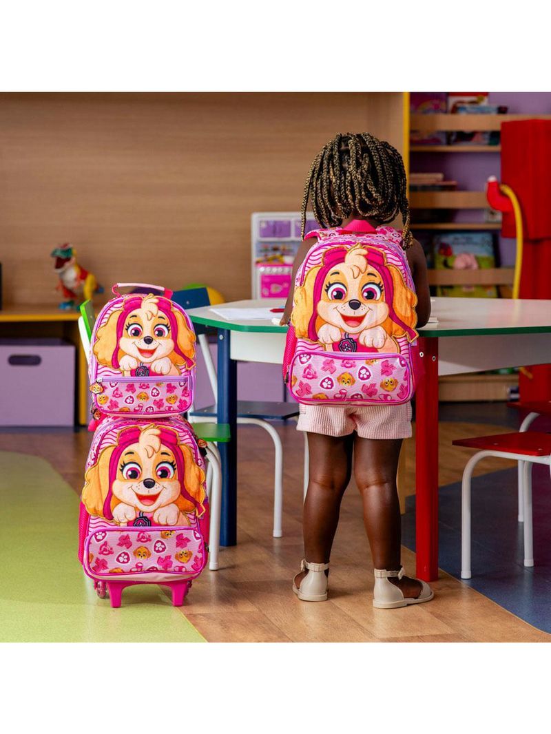 Mochila escolar feminina patrulha canina skye baby rosa