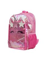 Mochila escolar feminina unicórnio confetti rosa