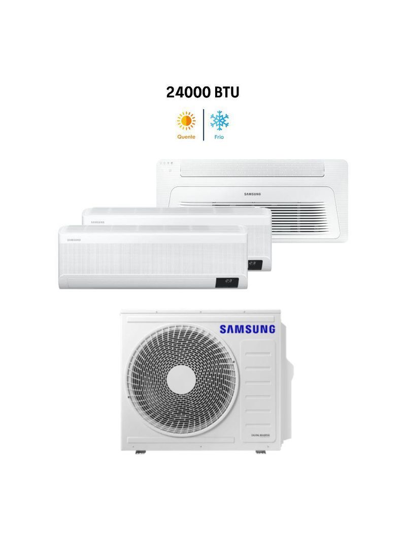 Ar Condicionado Multi Tri Split HW e K7 Samsung Wind Free 24000 BTU (2x9000+1x12000) Quente e Frio Inverter R410 (AJ068AXJ3KH/AZ)