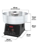 Máquina de Algodão Doce Saro AD 180/unH 50/60Hz Aço Inox c/ Regulador