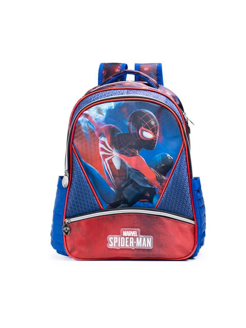 Mochila escolar infantil homem aranha azul
