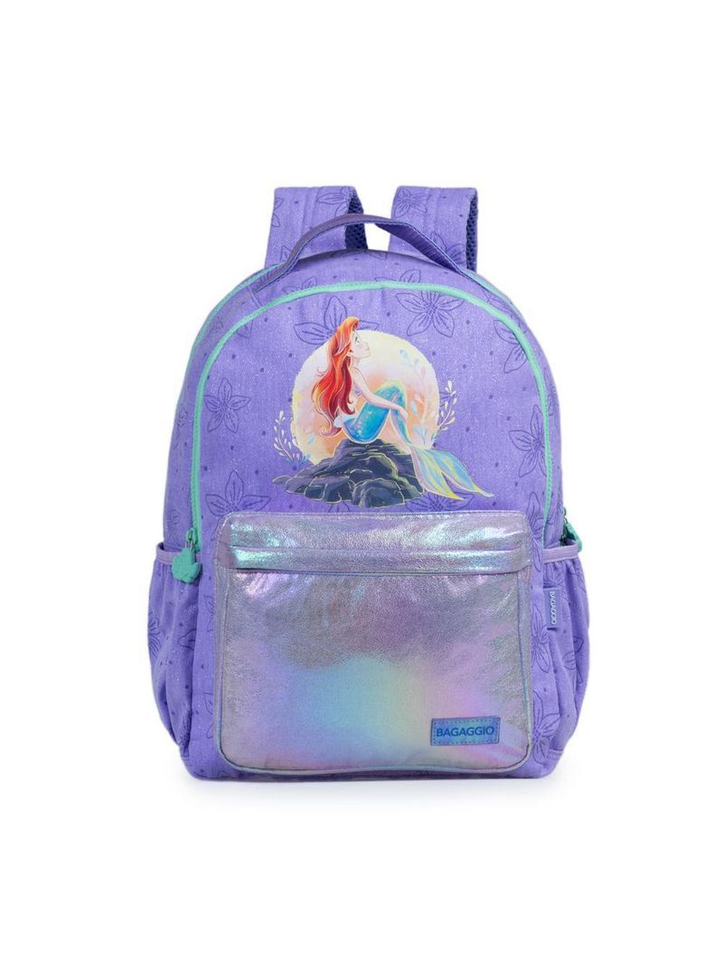 Mochila escolar infanto-juvenil feminina ariel  glitter lilás
