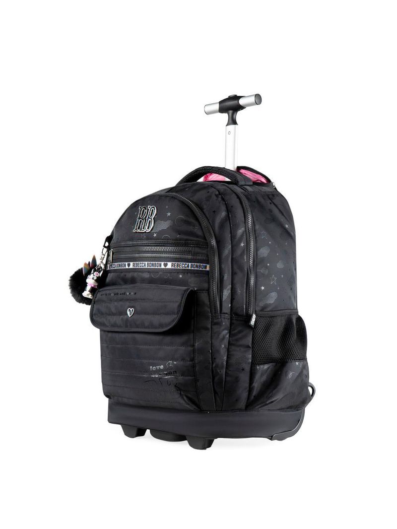 Mochila de rodinha feminina infantil rebecca bonbon preta
