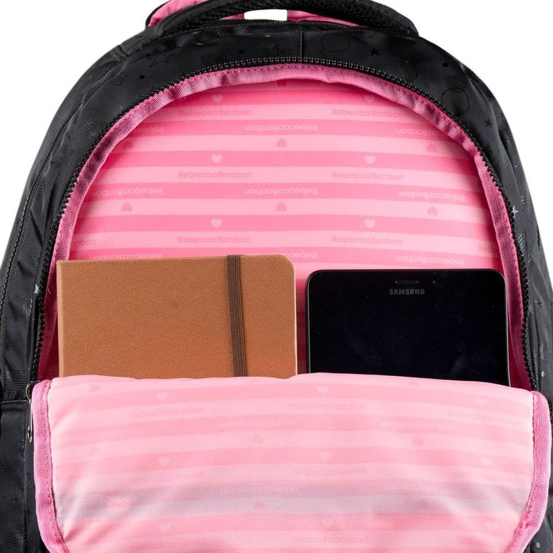 Mochila de rodinha feminina infantil rebecca bonbon preta
