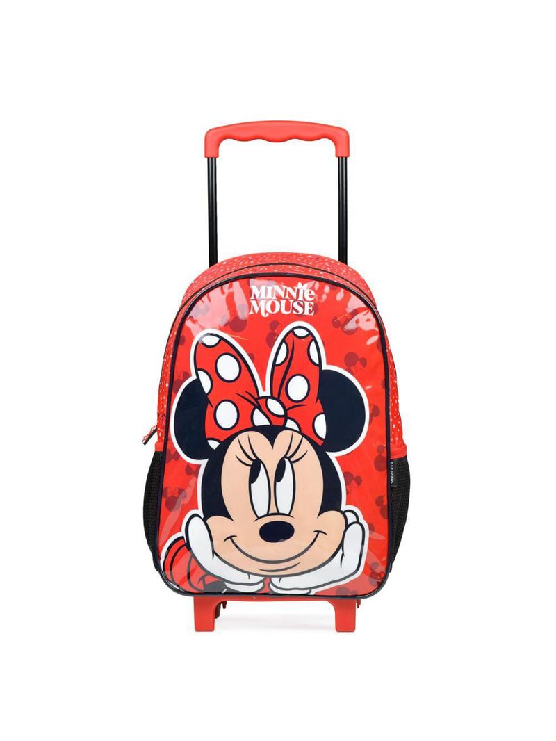 Mochila de rodinha infantil feminina minnie vermelha