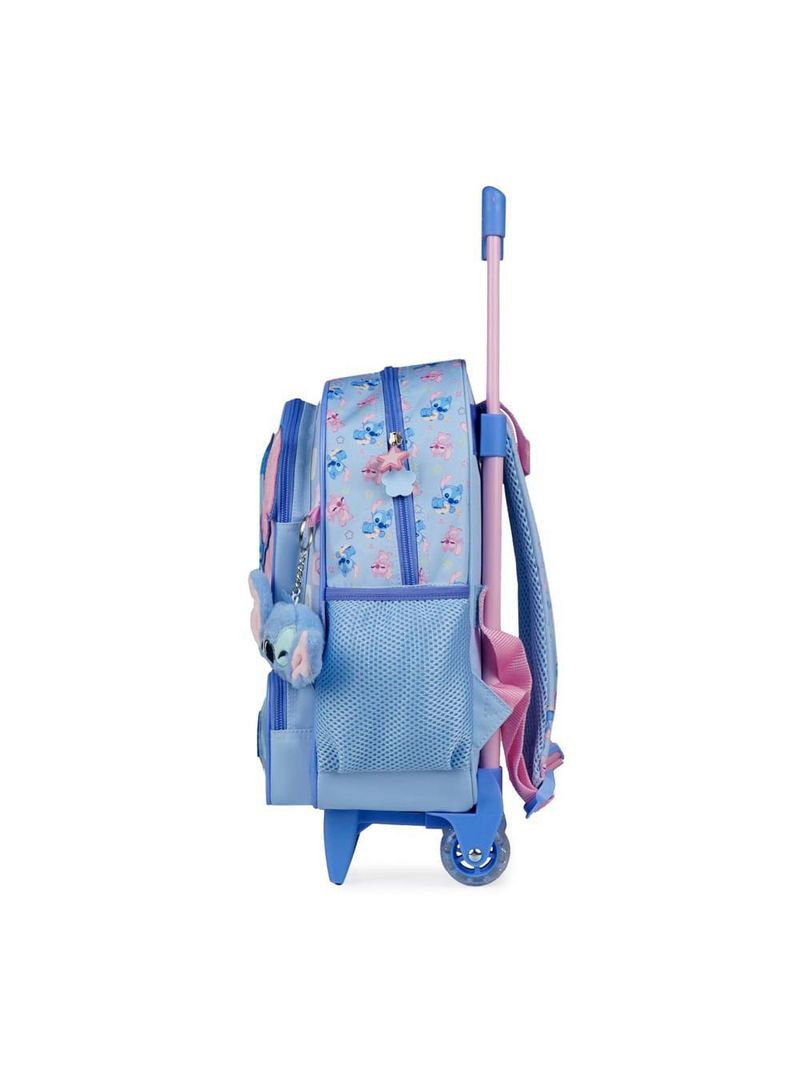 Mochila de rodinha feminina infantil stitch baby azul clara
