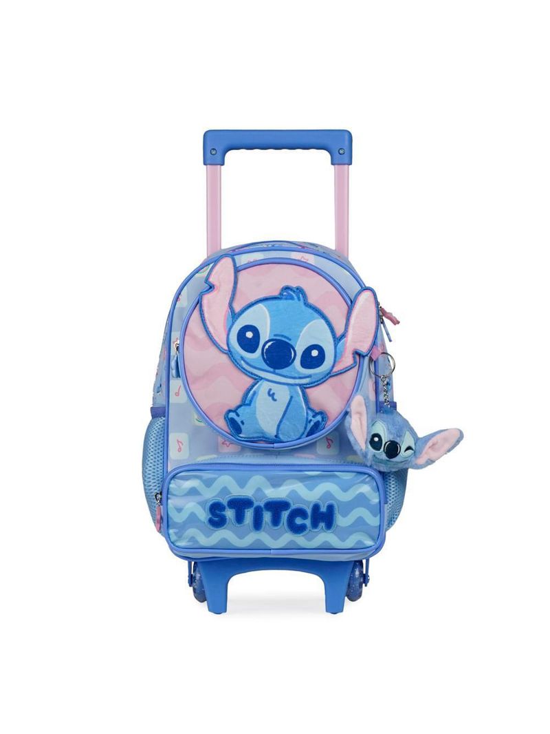 Mochila de rodinha feminina infantil stitch baby azul clara